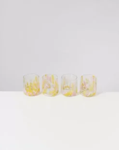Alegria 4Er Set Glas Klein Big Drops Rosa Gelb^Motel a Miio