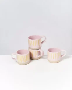 Nodoa 4Er Set Tasse Rosa Gelb Gestreift^Motel a Miio Clearance