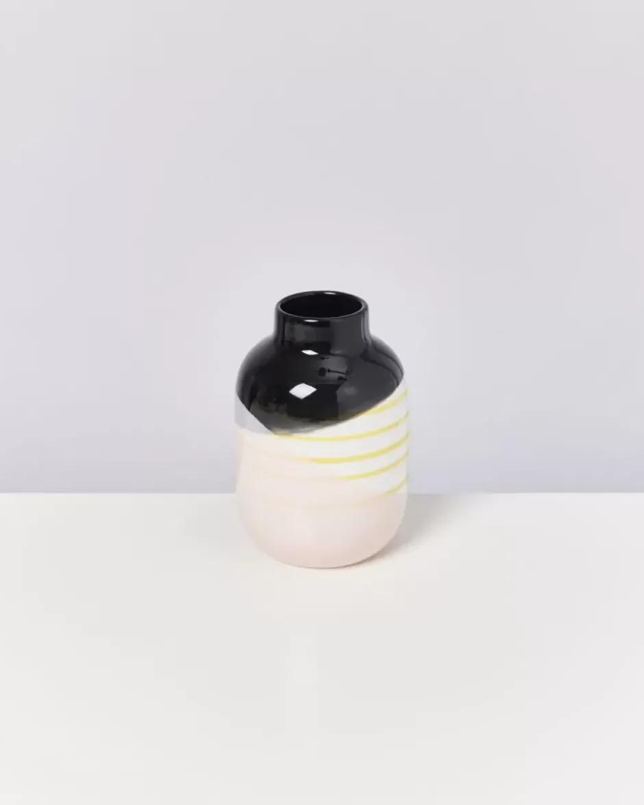 Nuno Vase M Schwarz Rosa Gelb Gestreift^Motel a Miio Best