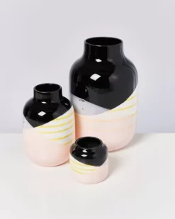 Nuno Vase M Schwarz Rosa Gelb Gestreift^Motel a Miio Best