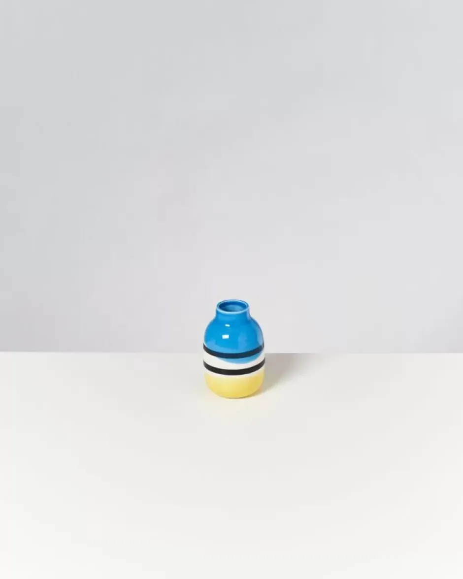 Nuno Vase S Schwarz-Weis Gestreift Mit Blau^Motel a Miio New